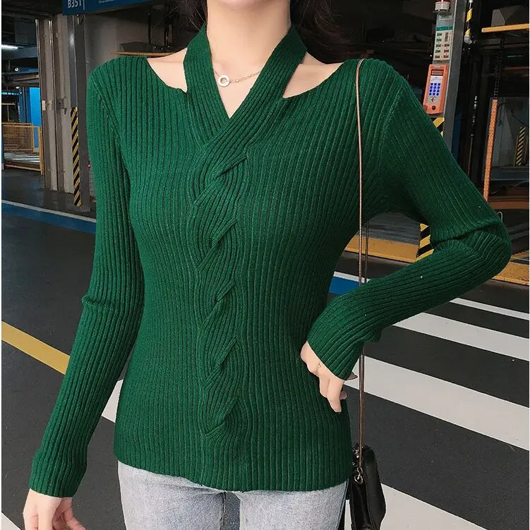 

Свитер женский зимний, с V-образным вырезом и длинным рукавом, 2020