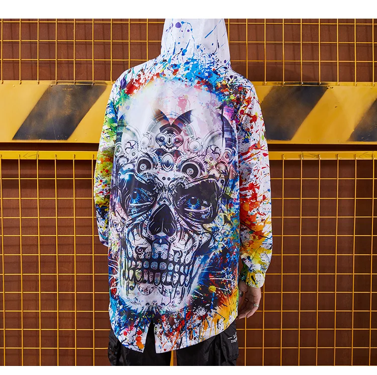 Mens Long Tracksuit Windbreaker Printed Waterproof Trench Coat Men Leisure Jackets Hip Hop II50FY | Мужская одежда