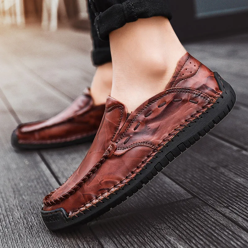 

Sainimo Handmade leather loafers casual shoes men shoes sneakers zapatillas tenis masculino zapatos de hombre chaussure homme