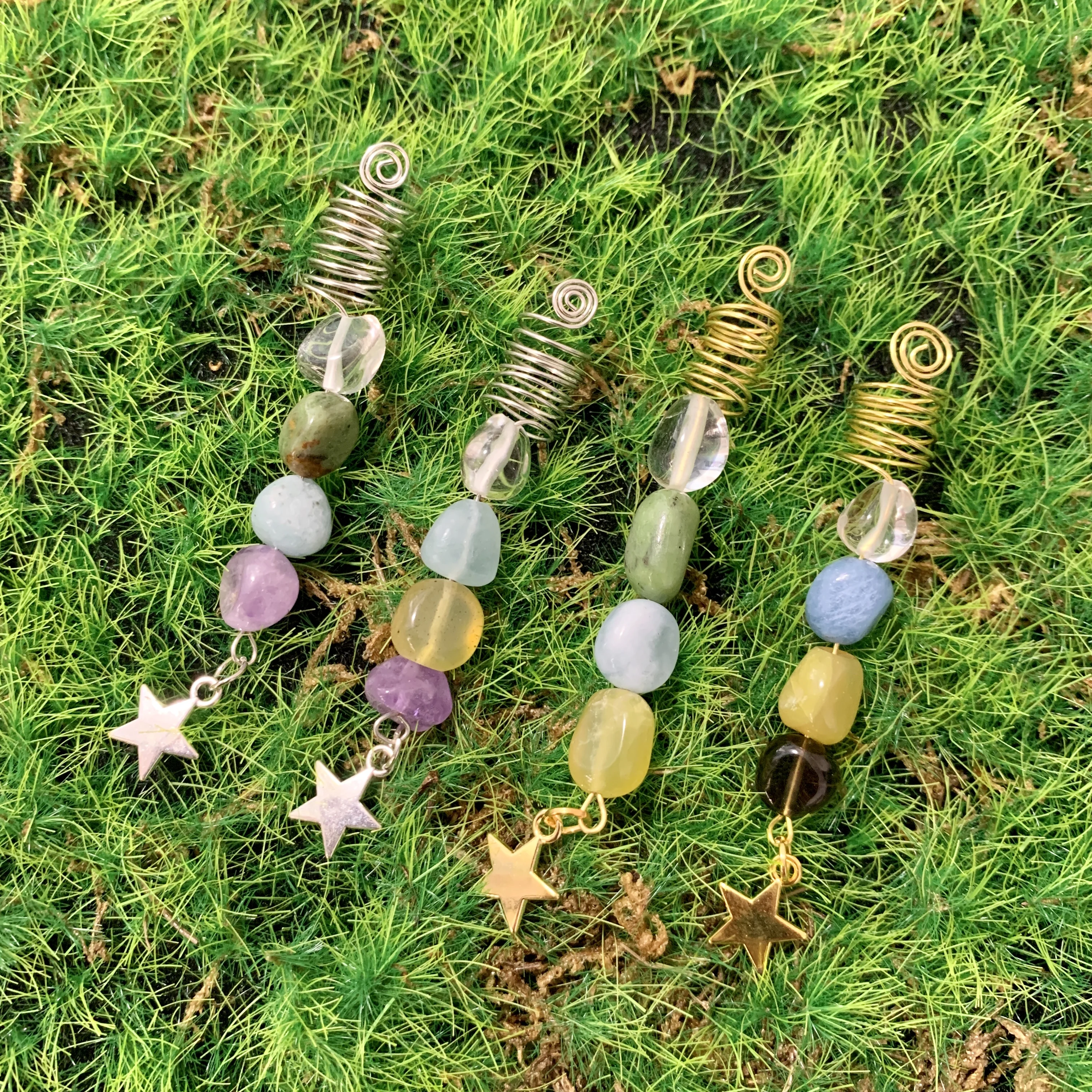 Кольцо для волос с натуральным кристаллом красочные хрустальные бусины плетеные