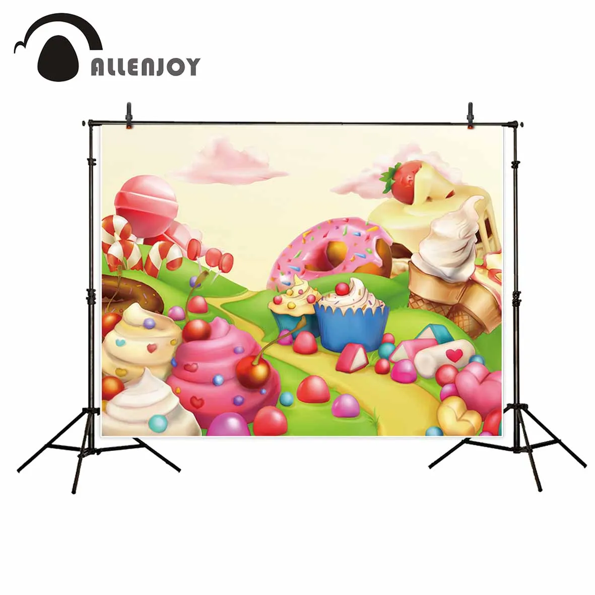 Allenjoy Фотофон на день рождения баннер Candyland бар пончик мороженое десерты фон