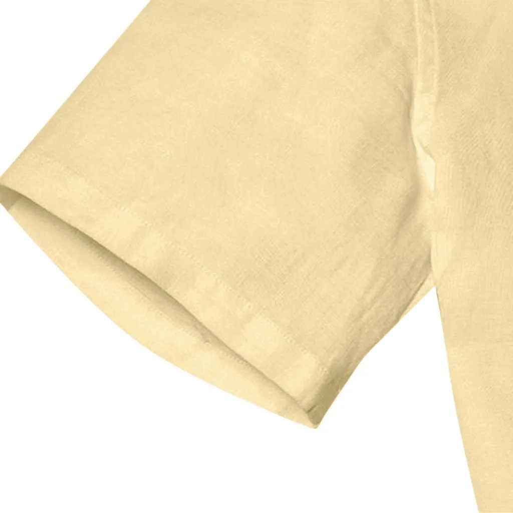 

Men's Baggy Cotton Linen Soid Color Short Sleeve Retro T Shirts Tops Blouse 2021 New Fashion Print Shirts For Men Camisa