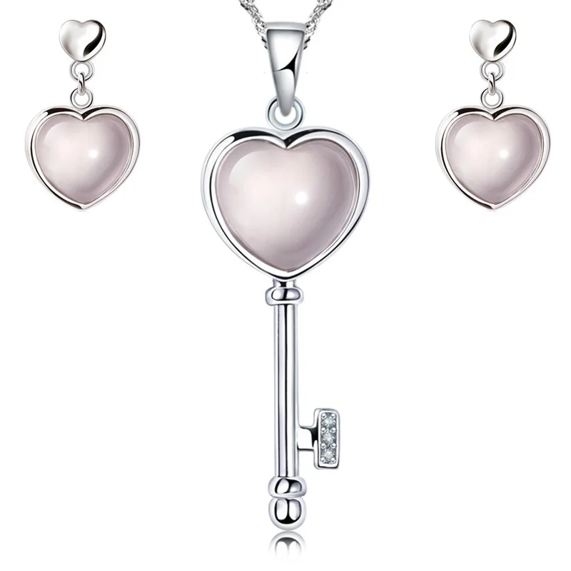 AAAA + натуральный камень сердечко кулон ожерелье серьги милый подарок для