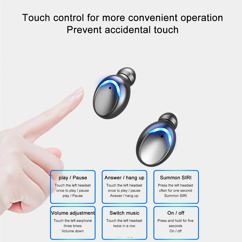 F9 наушники вкладыши TWS с Беспроводной Bluetooth 5 0 Smart Touch со светодиодной индикацией