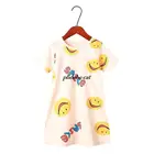 Детская пижамная рубашка Smile Cartoon, хлопковая ночная рубашка для маленьких девочек, летняя детская ночная рубашка с коротким рукавом, одежда для сна для малышей, платья