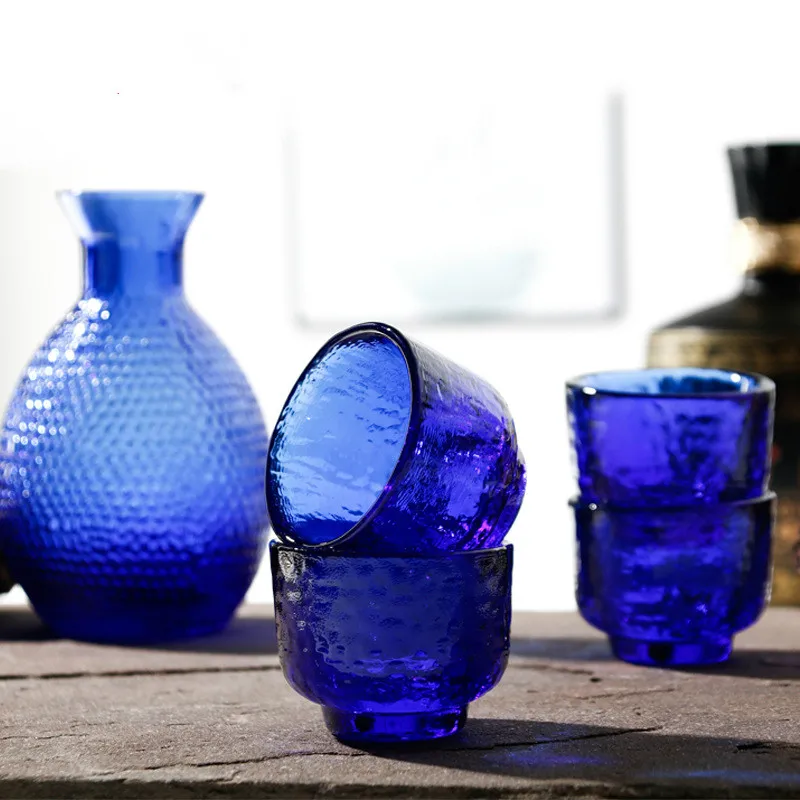 Новый стиль синий 1 горшок 4 бокала набор для вина молоток с сетчатым узором