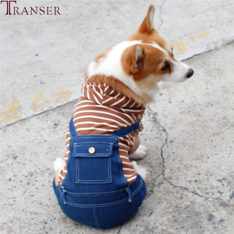 Transer модные комбинезоны в полоску для собак джинсовые одежда комбинезон животных