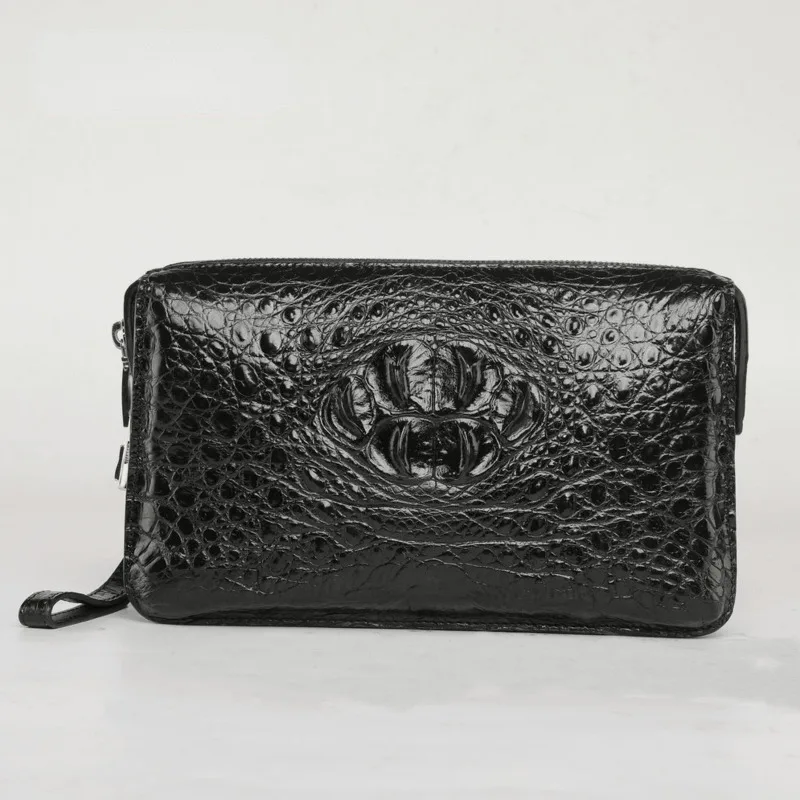 Alligator Skin Men Business Single Pull Code Lock Handbag Genuine Leather Cozy Clip Bag High Quality Clutch Bag Fashion Handbag