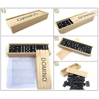 2x children wooden box dominoes set board games toy traditional classic 28 domino family party building blocks education puzzles