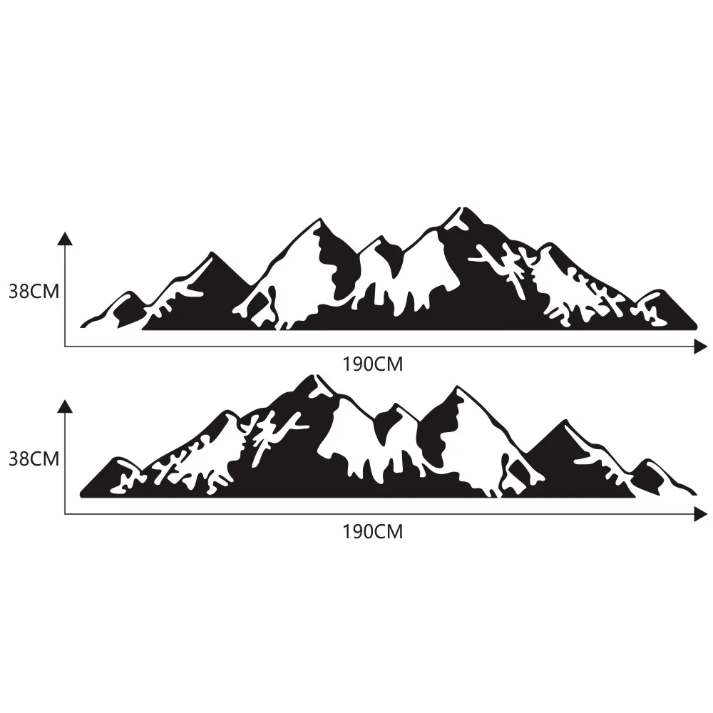 

2Pcs/set High Quality PVC Black Snow Mountain Decal Vinyl Sticker For Off Road Camper Van Motorhome 38x190cm