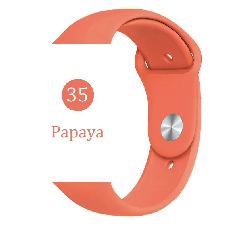 Мягкий силиконовый сменный спортивный ремешок для Apple Watch 5 4 3 2 1 38 мм 42 мм ремешок для часов Iwatch series 4 40 мм 44 мм - Цвет ремешка: 35 Papaya