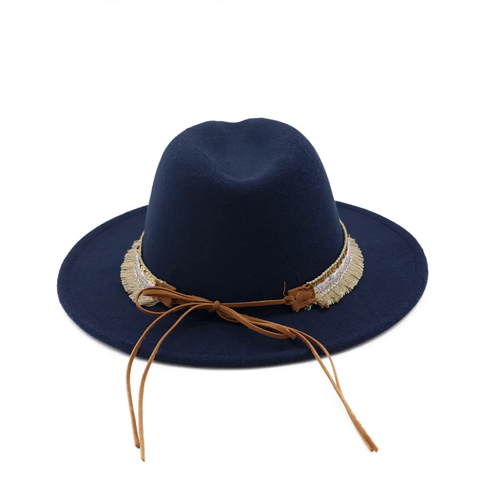 2019 осень и зима сплошной цвет лук полями шляпа путешествия федора джаз Панама