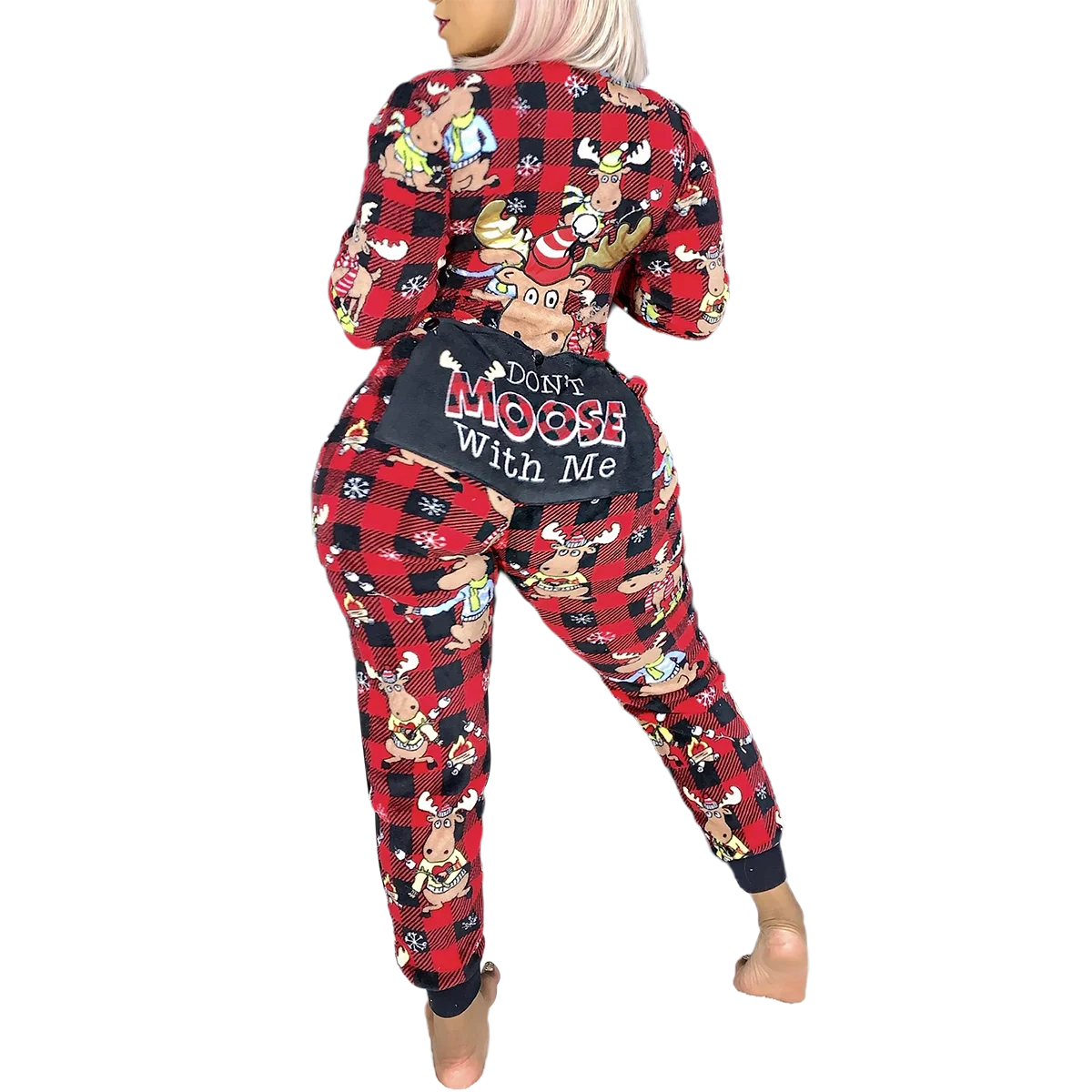 Женский Рождественский комбинезон из 2020 хлопка с длинными рукавами на молнии