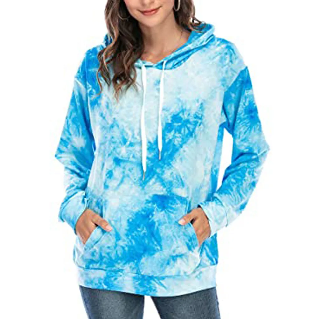 Женские толстовки с принтом в виде галстука красителя moletom размера плюс худи