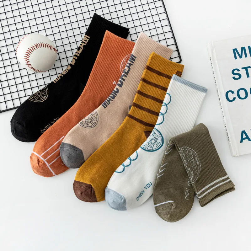 

Cartoon Women Socks Striped Cotton Sock Lovely Ladies Colorful Unisex High Casual Soft Sox Girls Spring Autumn Trendy Skarpetki