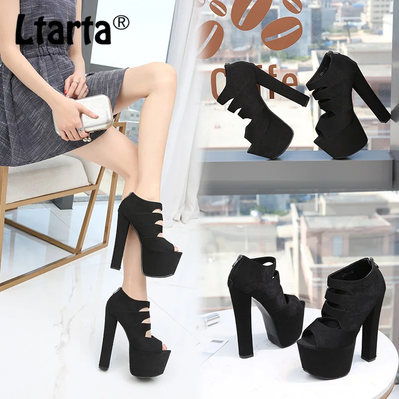 Женские сценические босоножки LEOPARD LAND сандалии на очень высоком каблуке 17 см