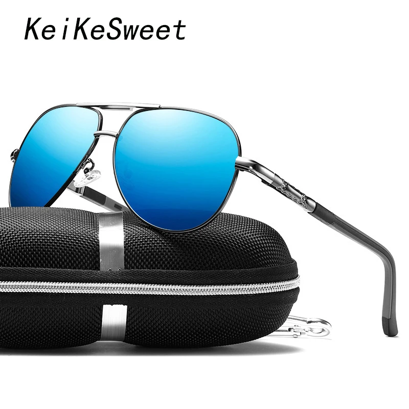 Мужские водительские солнцезащитные очки KeiKeSweet синие поляризационные с защитой