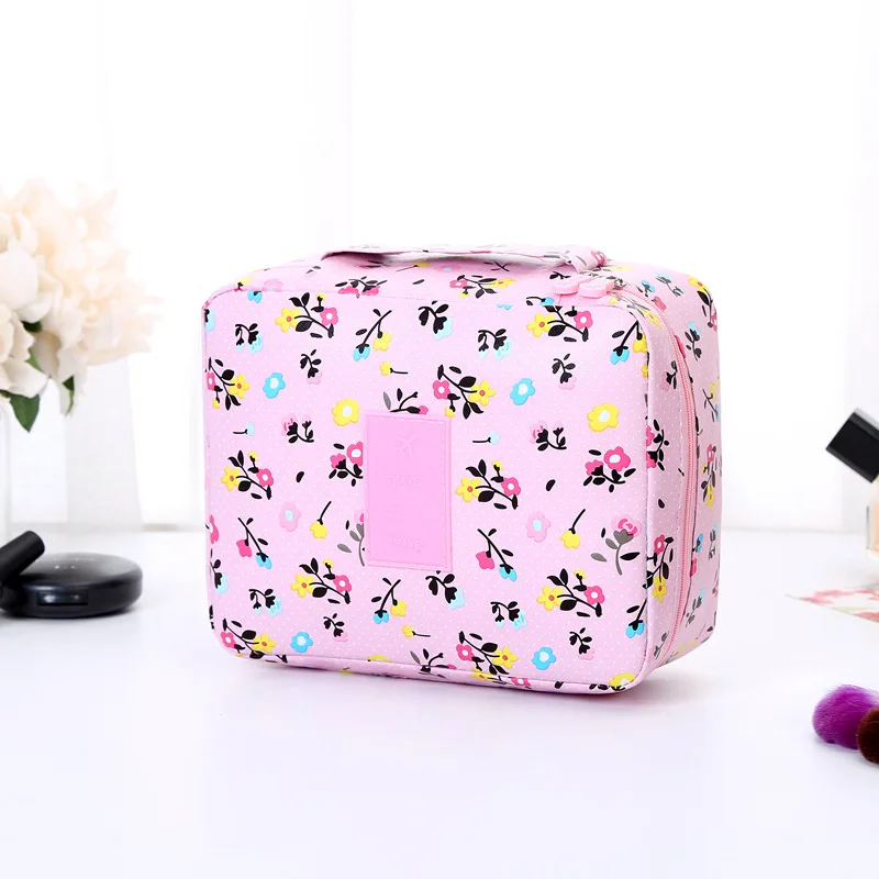 

Waterproof Cosmetic Bag Women Beauty Makeup Pouch Organizer Large Capacity Flower Llama Printed Travel Toiletry Organizer Case