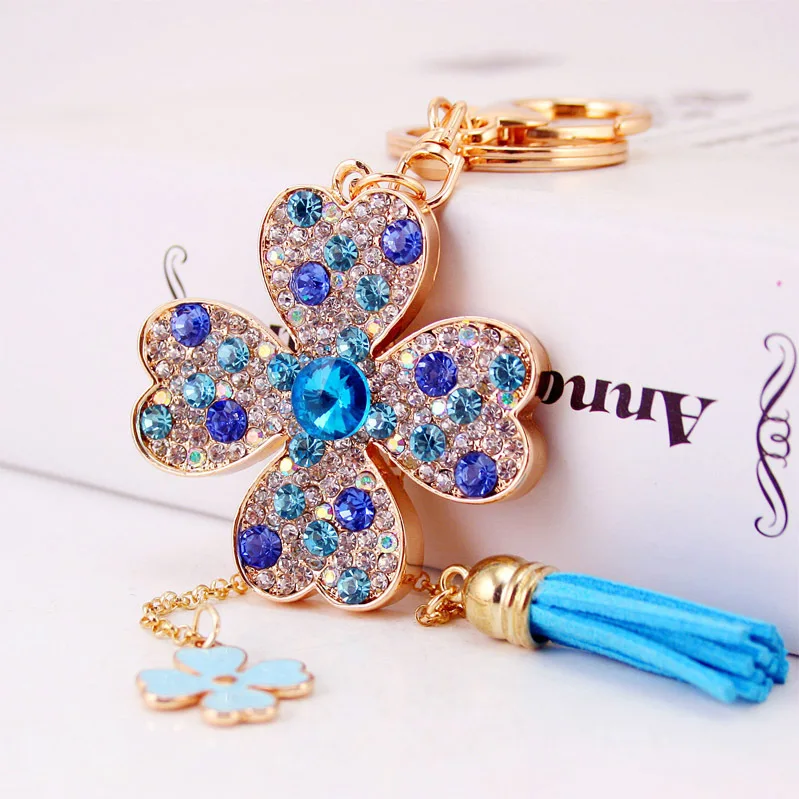 Корейский креативный четырехлистный клевер кисточка брелок Женские аксессуары для сумок металлические