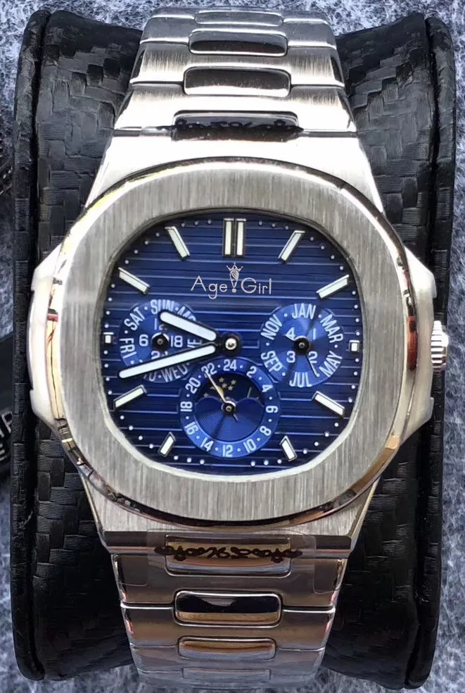 

Classic New Automatic Mechanical Men Watch Sapphire Silver Transparent Moon Phase Watches Black Blue Grey White Coffee AAA+