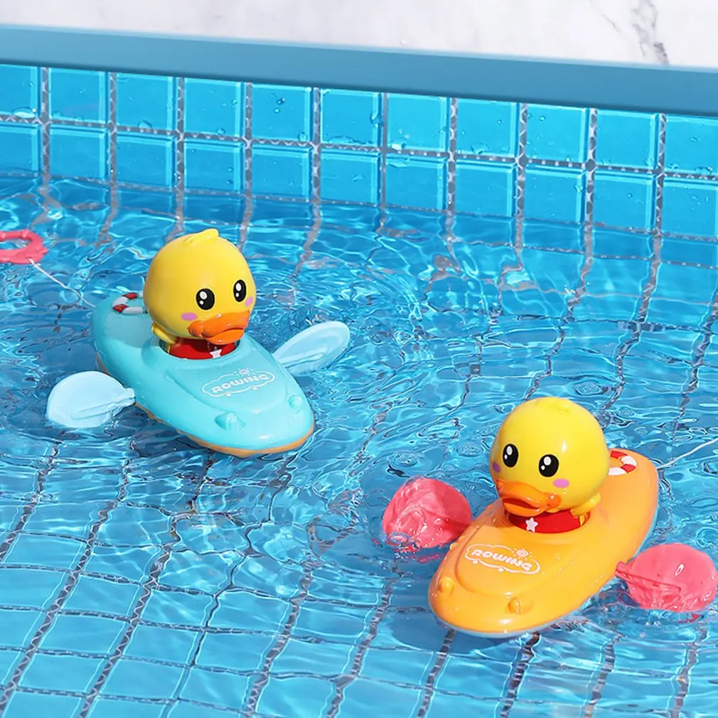 

Детская игрушка для игры в воде в ванну, гребная лодка, плавающая мультяшная утка для купания, для младенцев, для раннего развития, пляжные п...