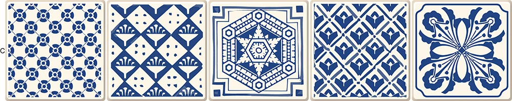 Настенные наклейки YanTin, богемный стиль, синяя и бежевая полоска, ПВХ