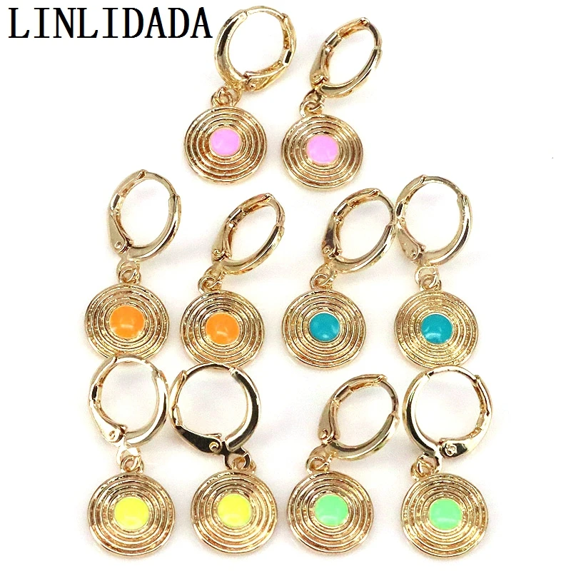 

5 пар 2021 новые модные разноцветные Круглые серьги-капли летние пляжные украшения для женщин