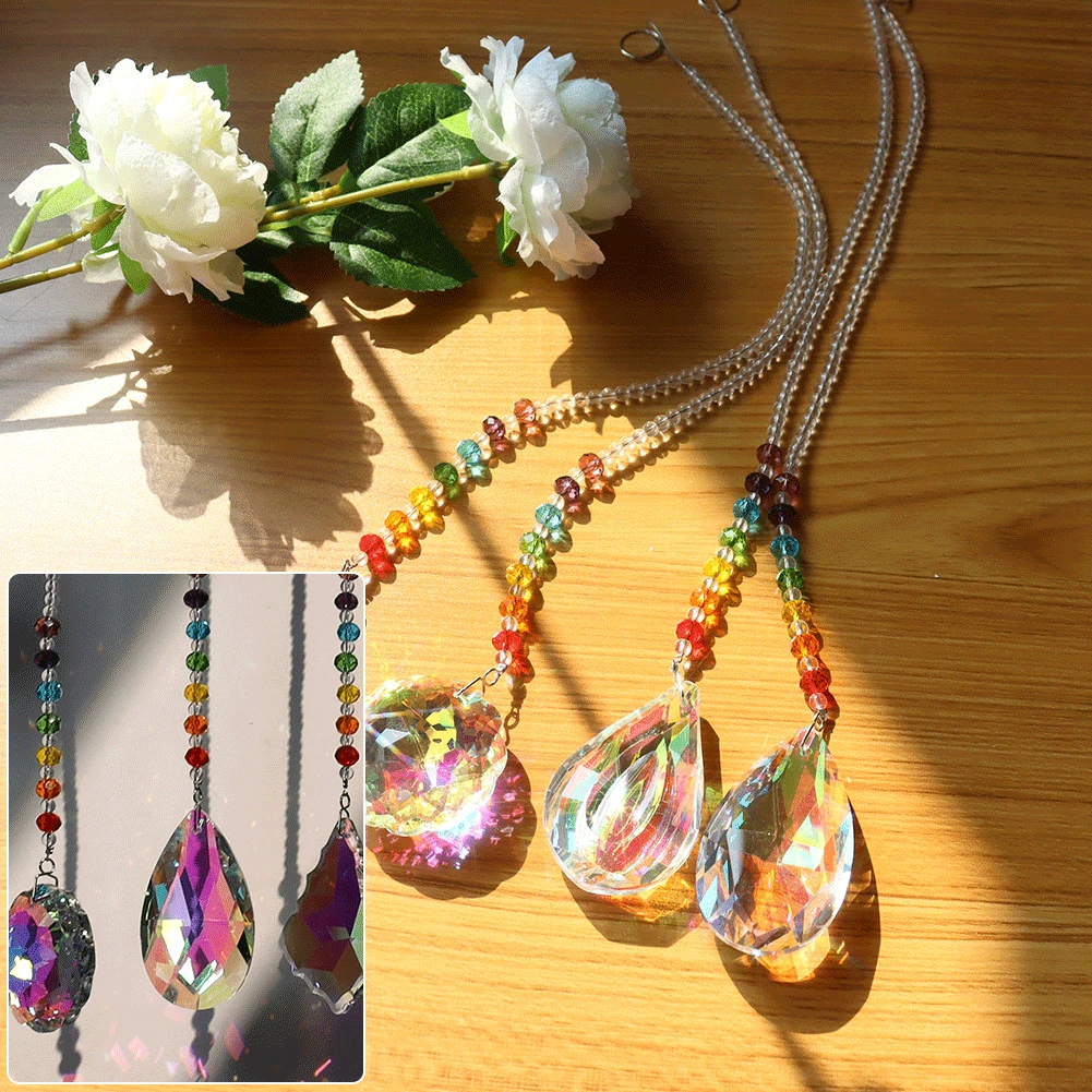 

Crystal Wind Chimes Prism Sun Light Catchers Chaser Handmade Jewellery Garden Hanging Pendant Ornament Window Curtain Home Decor