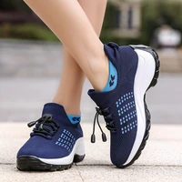 tophqws knitting women sneakers casual vulcanized platform sports shoes female socks flat shoes lace up unisex chunky sneakers