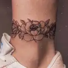 Черные поддельные татуировки-наклейки с цветами на лодыжке для женщин, водонепроницаемые, для запястья, руки, боди-арта, сексуальные флэш-наклейки, татуировки, временные татуировки