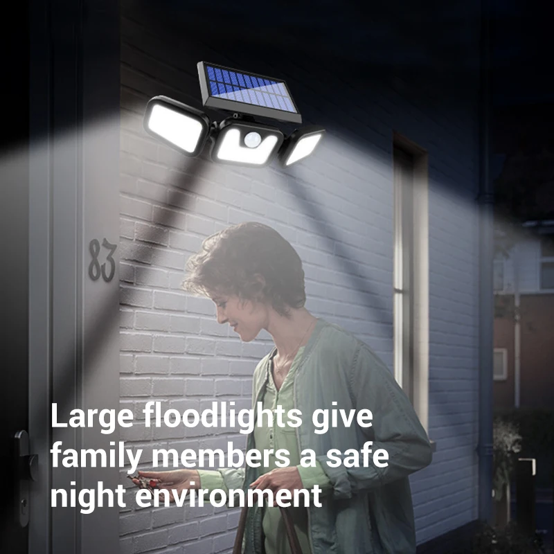 

Solar Security Lights 3 Head Motion Sensor Lights Adjustable 3 Modes Waterproof for Outdoor Garden Patio Pathway KSI999
