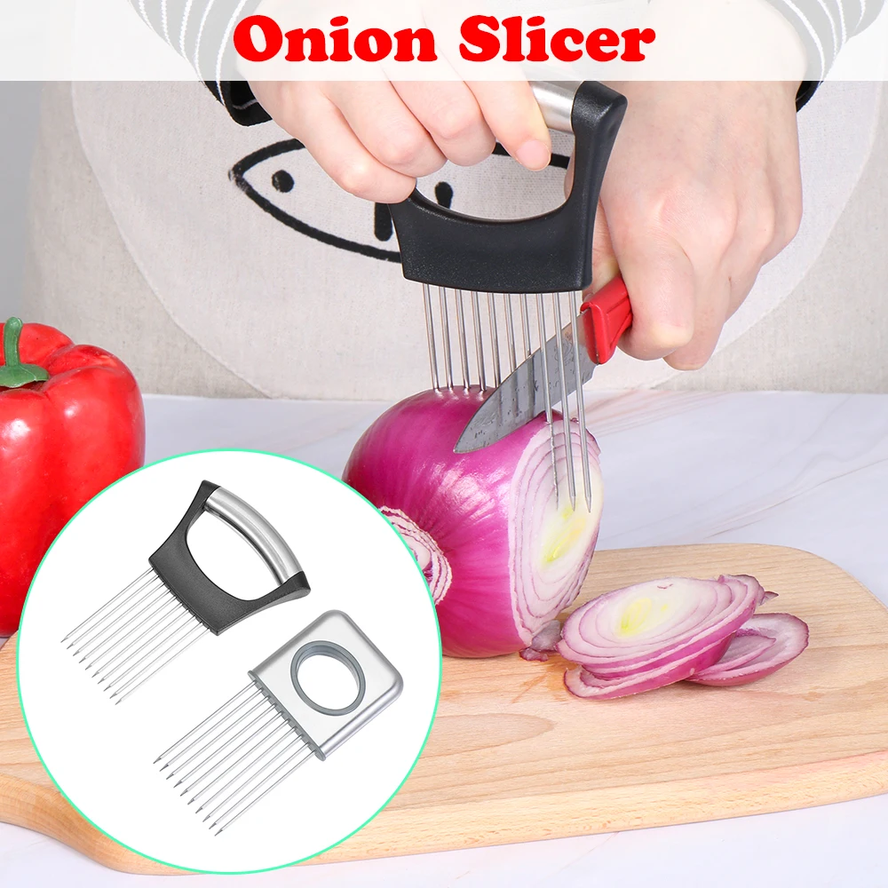 Десять зубцами луковый слайсер резак для томатов Нержавеющая сталь машина