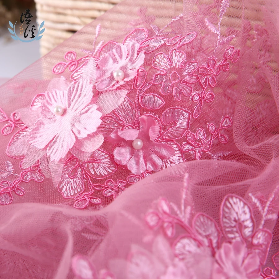 Триадка по бусинам Трехмерная ткань с вышитым цветком сценическая одежда