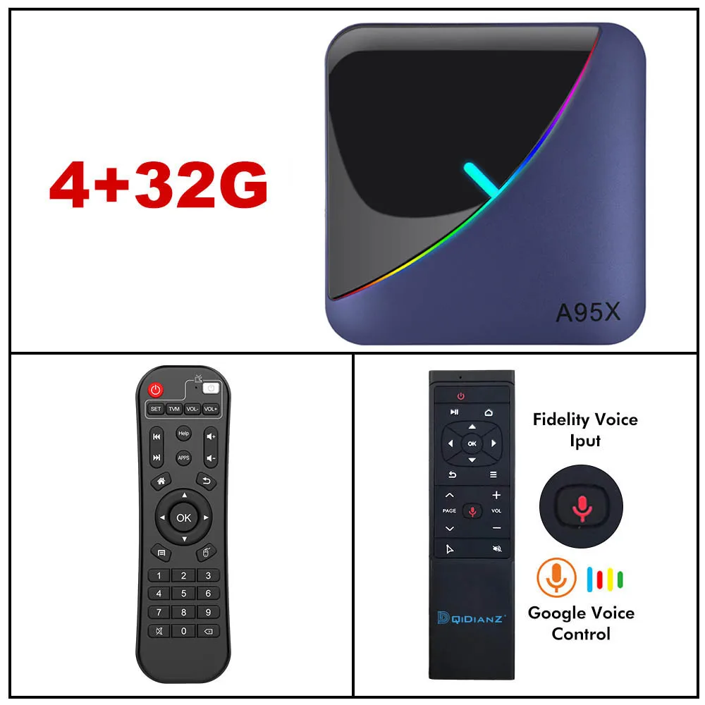 4G32G VOICE CONTROL A95X F3 Amlogic S905X3 RGB светильник ТВ приставка Android 9,0 8K 60fps Wifi медиаплеер A95XF3 - Цвет: 4G32G VOICE CONTROL