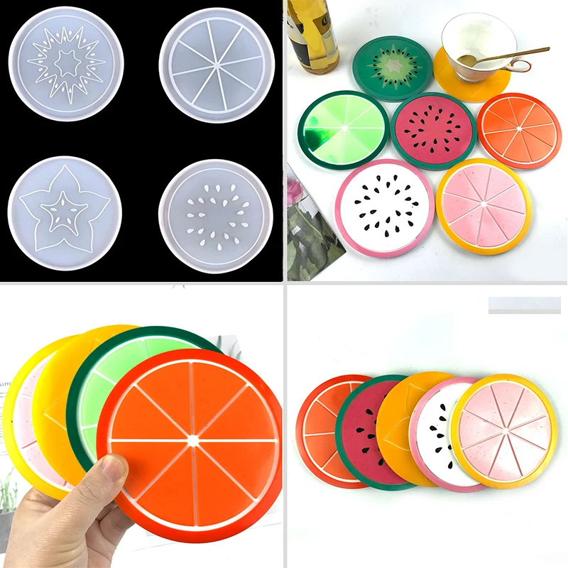 

4pcs Fruit Coaster Resin Casting Mold Kit for DIY Cup Pad Insulation Mat Tray Silicone Mould Home Desk Decoration Casting Tools