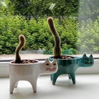 15 9 cm cute cat ceramic garden flower pots succulent planter plant container desktop cartoon animal ornaments