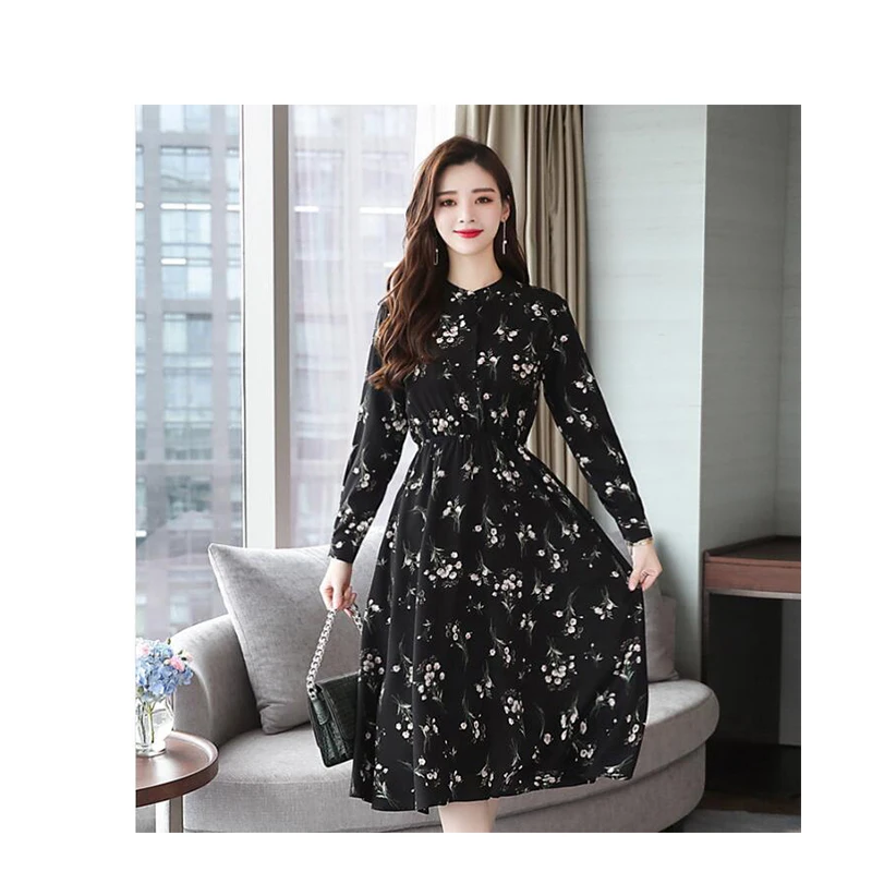 Женское винтажное облегающее платье средней длины с длинным рукавом | Женская