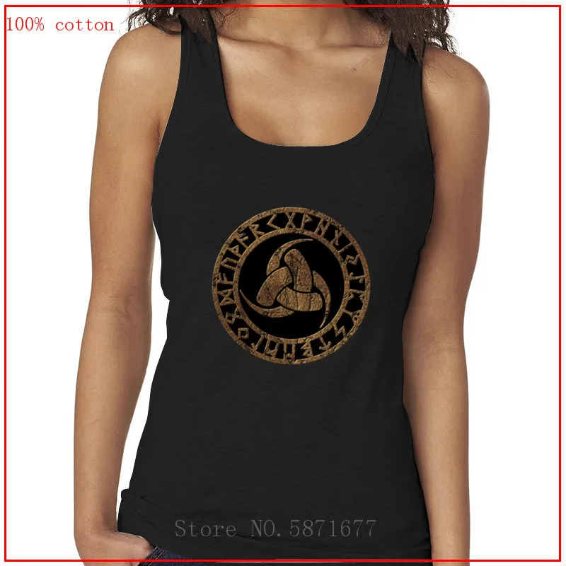 Майка с рисунком тройного рога Одина руны яркий символ майки топы футболка жилет