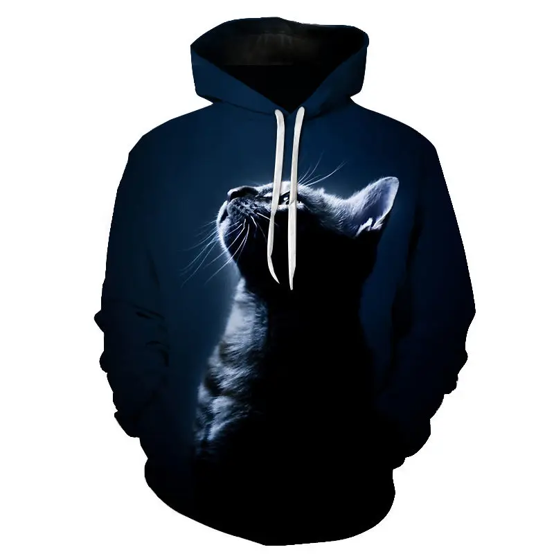 

2021 new cold and cute furry attractive cat animal print casual fashion style hoodie 3D printing men's women's children's pullov