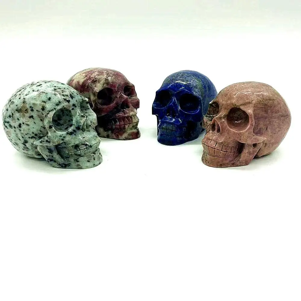 

400-500g natural crystal skull hand carved dalmation skull halloween gifts