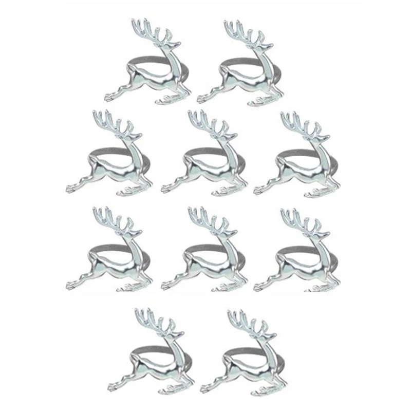 

10Pcs Silver Deer Meal Buckle Room Restaurant Hotel Western Deer Napkin Ring Paper Towel Ring