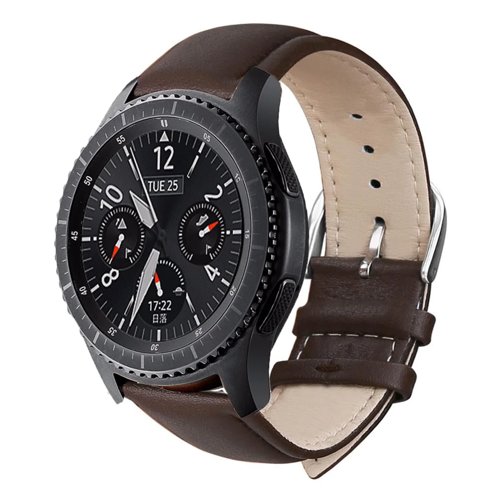 Модный кожаный ремешок 22 мм для samsung Galaxy Watch 42 мм 46 мм Замена для gear S3 браслет Смарт часы - Цвет ремешка: Коричневый
