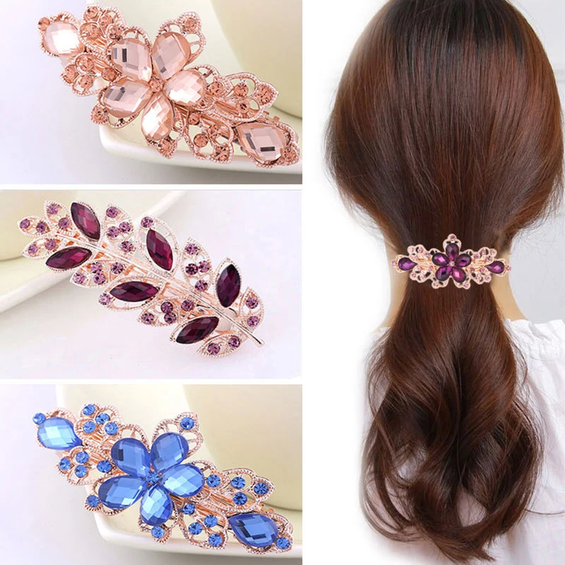 

Hair Barrettes Hair Accessories With Clips Rhinestone Beautiful Fashion Crystal Hairpins For Women Sequin Rose Flower Hairpin