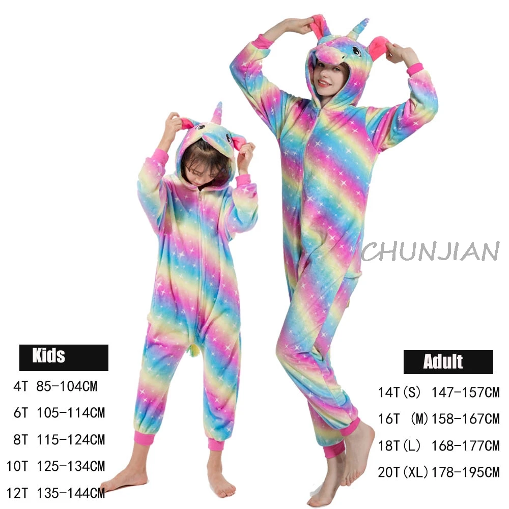 Пижамы с животными Единорог комбинезон для взрослых Унисекс Женская пижама