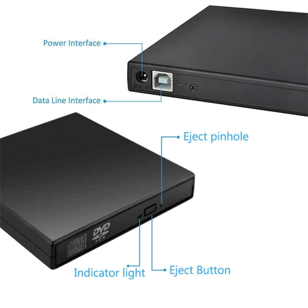 Внешний USB DVD привод 1 Мб VCD плеер оптический запись для ПК настольного компьютера