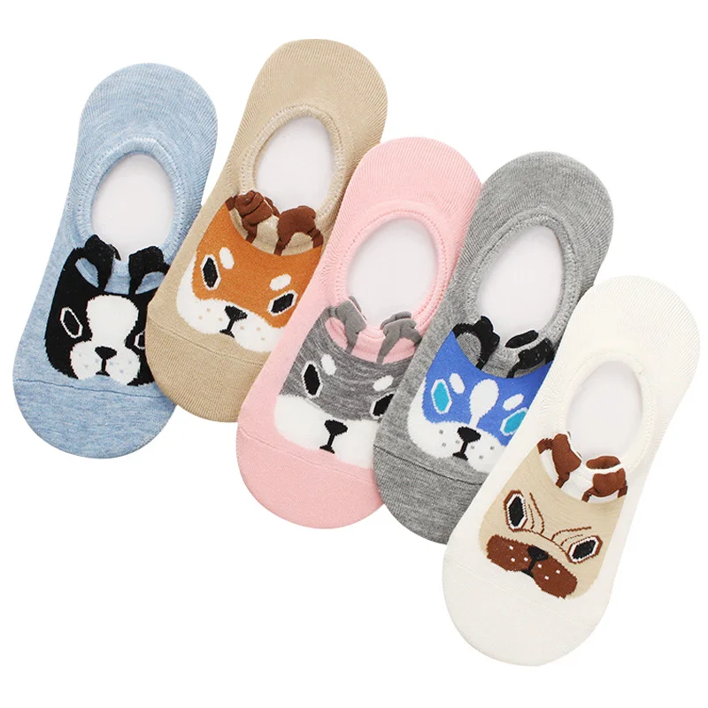 Носки невидимки с животными в стиле Харадзюку женские летние Смешные низкие