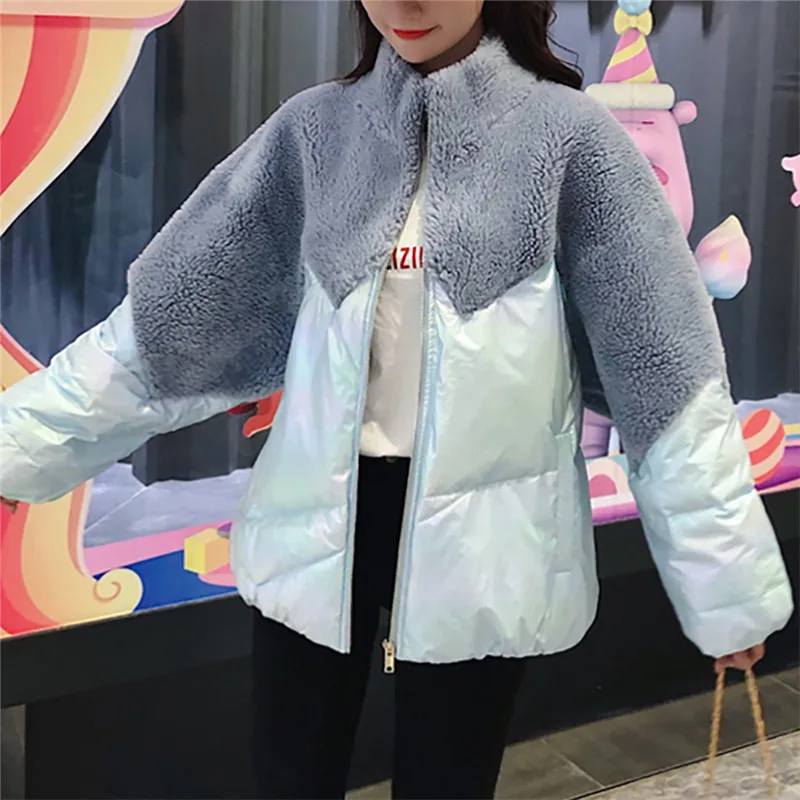 Женское осеннее и зимнее пальто 2019 Новое короткое крутое голубое яркое Свободное