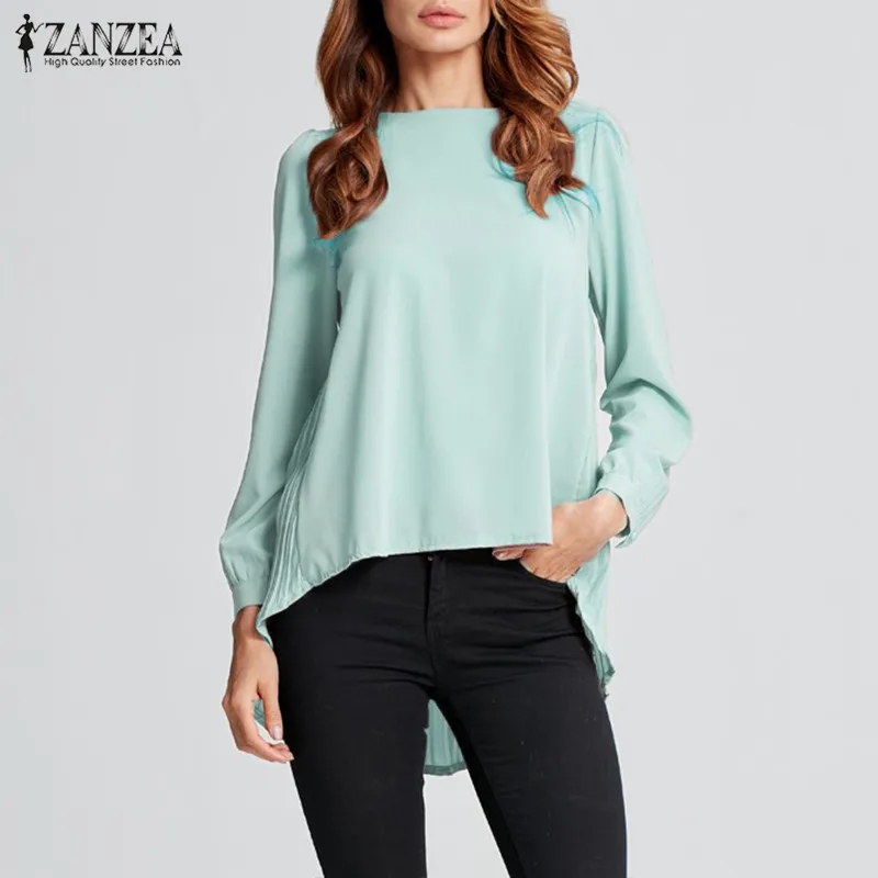 Женская офисная блузка ZANZEA Офисная плиссированная блуза туники с длинным