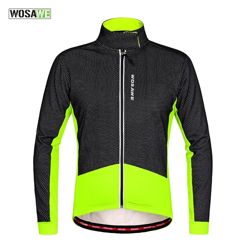 

WOSAWE Теплая Флисовая велосипедная куртка с длинным рукавом пальто ветрозащитная велосипедная Джерси Светоотражающая одежда ветровка зимняя куртка