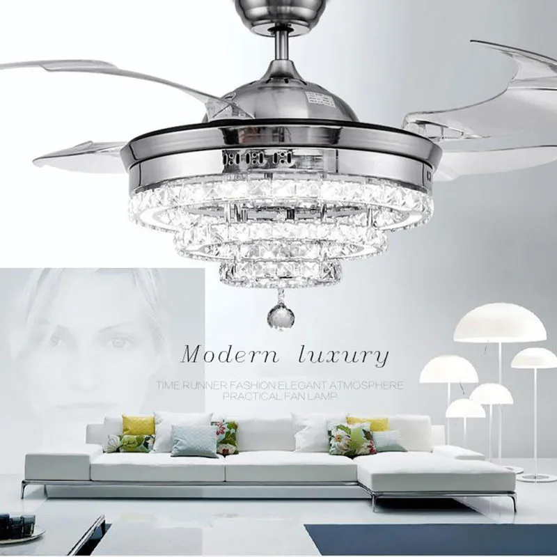 Современный хрустальный акриловый Невидимый веер в виде листьев трехцветная